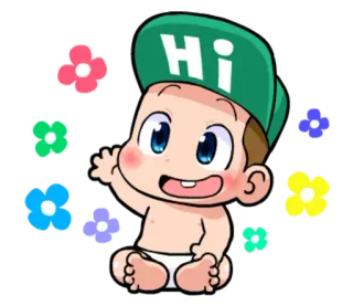 ✋ ab18ae83 Hi baby, greeting, hi, cartoon, cute telegram sticker