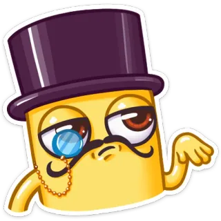 🤓 79e3c56f dessin animé, autocollant, personnage, chapeau, monocle, jaune whatsapp sticker