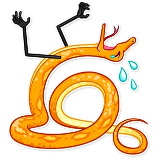 😭 4cf441e8 snake, cartoon, orange, animal, funny whatsapp sticker
