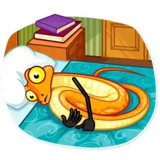 😶 88c93ec4 snake, cartoon, bed, sleep, animal whatsapp sticker