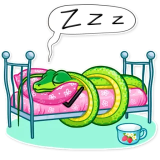 😴 bc798b0e ZZZ snake, sleep, bed, animal, zzz, cartoon, cute whatsapp sticker