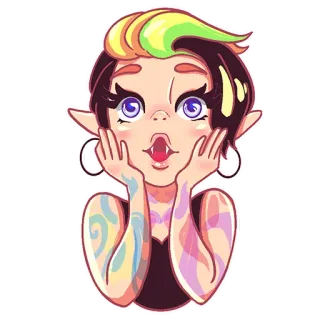 😱 4d593500 woman, tattoo, elf, earrings whatsapp sticker