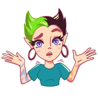 🤷 764a5b88 elf, girl, shrug, cartoon, doubt, question, confused, character whatsapp sticker