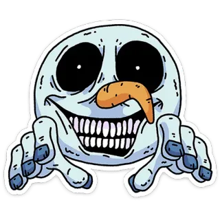 👻 34055535 Schneemann, gruselig, Horror, Winter, Monster, unheimlich, Cartoon telegram sticker