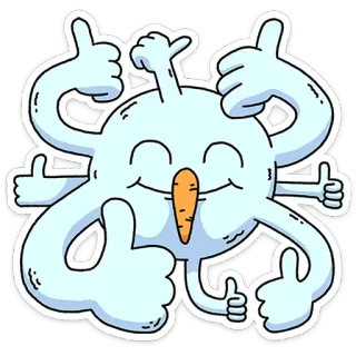 👍 3a454591 Schneemann, Daumen hoch, Cartoon, Winter, Fröhlich, Positiv telegram sticker