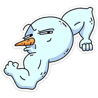 💪 4c5138fc Schneemann, muskulös, Muskeln, Cartoon, Winter, Schnee, Karotte, stark telegram sticker