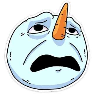 😩 5d95052b Schneemann, traurig, Winter, Cartoon, Schnee, Karotte telegram sticker