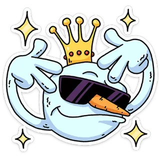👑 16dcc94c Bonhomme de neige, Couronne, Cool, Dessin animé, Hiver, Lunettes de soleil telegram sticker