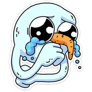 😭 68e81d3c bonhomme de neige, triste, carotte, pleurer, hiver, dessin animé, autocollant telegram sticker