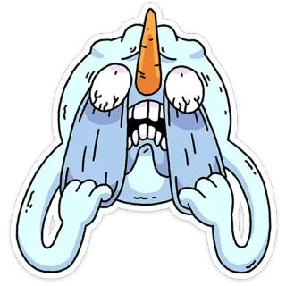 😱 85826a72 bonhomme de neige, pleurer, contrarié, triste, dessin animé, hiver, neige, fondre telegram sticker