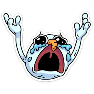 😭 96b14e0c bonhomme de neige, pleurer, triste, dessin animé, autocollant, hiver, neige telegram sticker