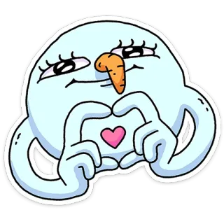 🫶 d72ac0a6 bonhomme de neige, coeur, amour, dessin animé, hiver, mignon, fête telegram sticker