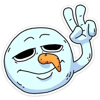 ✌️ fcb4337b bonhomme de neige, signe de paix, chill, hiver, dessin animé, autocollant telegram sticker