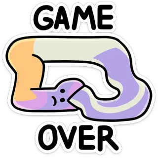 🐍 a66a640d GAME OVER gioco, finito, fallimento, gatto, cartone animato telegram sticker