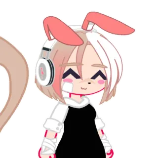 😆 74851a32 Gacha Life, Avatar, Oreilles de lapin, Casque audio, mignon telegram sticker