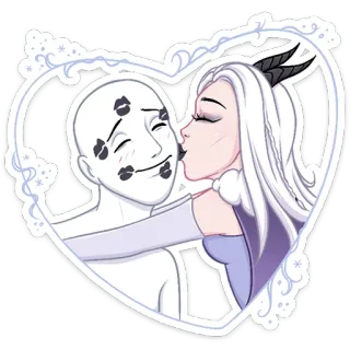 💙 71635a19 kiss, love, romance, couple, affection, demon, fantasy telegram sticker
