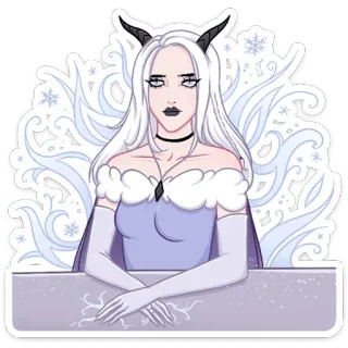 😐 d3372f53 winter, demon, snow, girl, woman, gothic, icy, anime telegram sticker