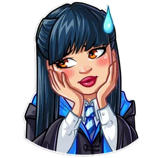 😅 d3b40971 애니메이션, 여자, 스티커, 만화, 소녀, 파란색, 캐릭터 telegram sticker