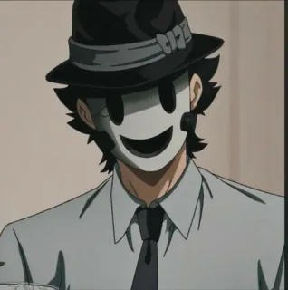 🚬 dc61d21a Sniper Mask High-Rise Invasion Anime, Scharfschütze, Maske, High-Rise Invasion, lächelndes Gesicht, Hut whatsapp sticker