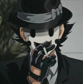 🚬 ffff9a02 Anime, Maske, Rauchen, Charakter, Hut, Behandschuhte Hände, Maskierter Mann whatsapp sticker