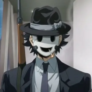 🚬 cbbe400d anime, mask, gun, suit, cigarette telegram sticker