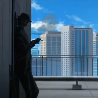 🚬 d785add8 silhouette, city, smoking, balcony, building telegram sticker