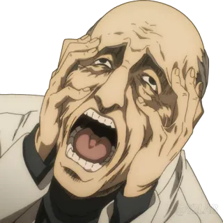 😱 cc051e5a shock, panico, anime, spaventato, uomo, L'attacco dei giganti, espressione telegram sticker