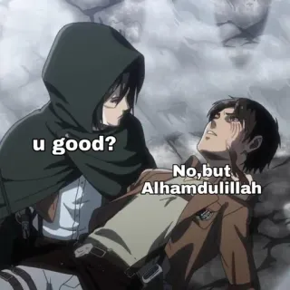 📎 5cc045ea u good? No, but Alhamdulillah Anime, Meme, Engraçado telegram sticker