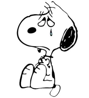 😢 c23bf0c1 Snoopy Peanuts verdrietig, huilen, hond, cartoon telegram sticker