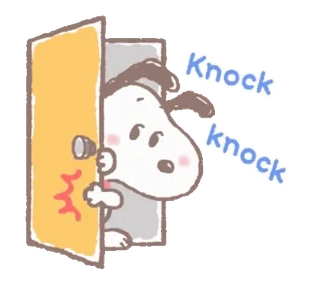 ๐ช 0f2b4615 Snoopy Knock knock dog, cartoon, peanuts, door, knocking telegram sticker