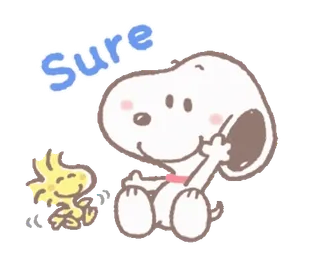๐ 86e96bde Snoopy Sure cartoon, dog, peanuts, woodstock, friendship telegram sticker