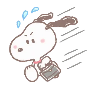 ๐ 90b8a848 Snoopy Peanuts dog, cartoon, peanuts, hurry, sweat telegram sticker
