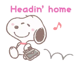๐ c1cf19b5 Snoopy Headin' home snoopy, cartoon, dog, going home, peanuts, travel telegram sticker