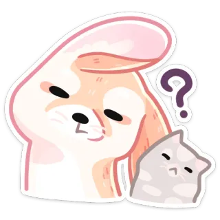 ❓ b317b4e6 토끼, 고양이, 물음표, 만화, 귀여운, 동물, 혼란스러운, 스티커 telegram sticker
