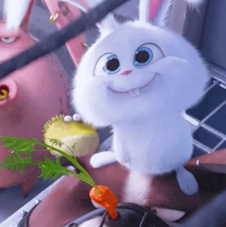 ☁️ 57d31afc Snowball The Secret Life of Pets кролик, зайчик, белый, милый, морковь, анимация telegram sticker