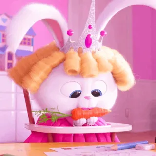 🏳 ae11578d Snowball The Secret Life of Pets зайчик, морковь, принцесса, корона, милый, животное, питомец telegram sticker