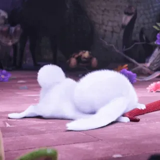 ☁️ bd153df1 кролик, зайчик, белый, животное, лежа, милый telegram sticker