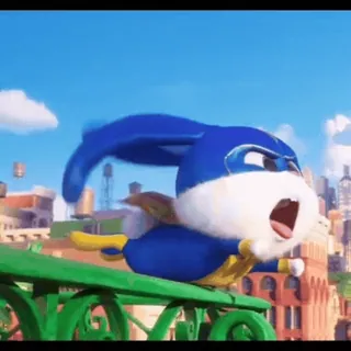 😈 ea7fafed Snowball The Secret Life of Pets 2 coniglio, coniglio, supereroe, animato, volante, personaggio telegram sticker