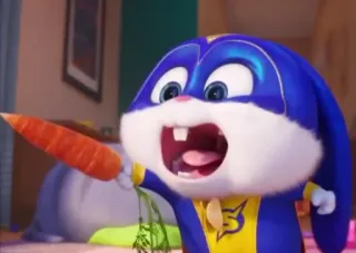 🐰 69633b31 Snowball The Secret Life of Pets coniglio, supereroe, carota, animale, cartone animato, animale domestico telegram sticker