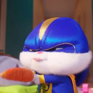 🐰 c6ed5ab7 Snowball The Secret Life of Pets cartone animato, coniglio, coniglietto, supereroe, carota, animale telegram sticker