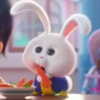 🐰 e2b100e5 Snowball The Secret Life of Pets coniglio, coniglietto, carota, animale, carino telegram sticker