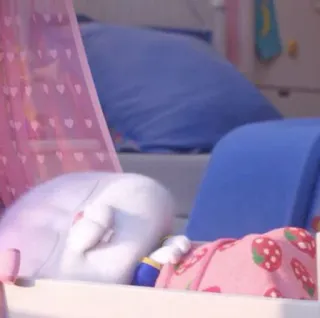 🐰 8ddf7337 cama, quarto, sono, coelho branco, rosa telegram sticker