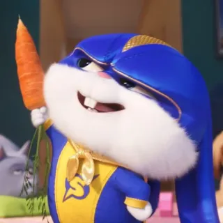 🐰 e99ef41b Snowball The Secret Life of Pets coelho, coelho, super-herói, cenoura, animal, desenho animado telegram sticker