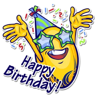 🥳 78cd1b7c Happy Birthday! 생일, 축하, 파티, 만화, 인사, 축제 telegram sticker