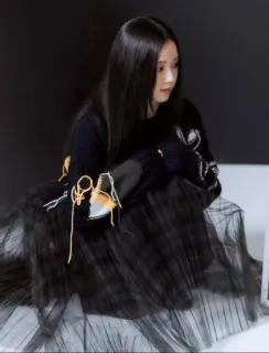 💗 87e8d2d3 ผู้หญิง, แฟชั่น, ผมดำ, ชุดเดรส, ภาพเหมือน telegram sticker