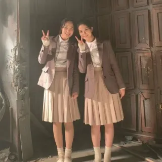 😀 8a2460cc 여성, 교복, 포즈, 실내, 인물 사진, 치마 telegram sticker