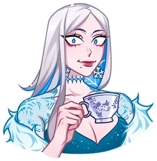 ☕ 2bebb2d5 donna, inverno, tè, ghiaccio, neve, elegante telegram sticker