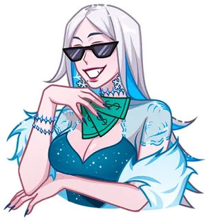 😎 34cf5484 donna, soldi, occhiali, cartone animato, ricco, dollaro telegram sticker
