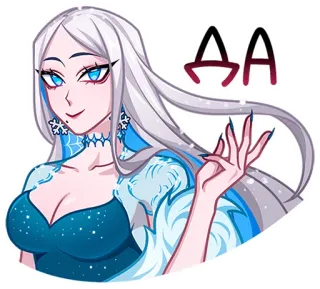 😌 4d7f60c7 ДА anime, ragazza, occhi blu, capelli bianchi, regina delle nevi telegram sticker