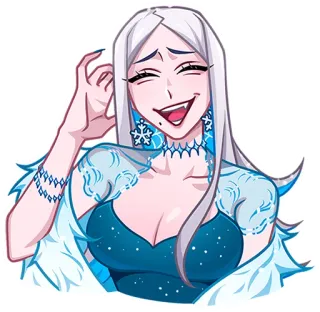 😅 54c70792 donna, ghiaccio, fiocco di neve, cartone animato, sorriso, vestito telegram sticker